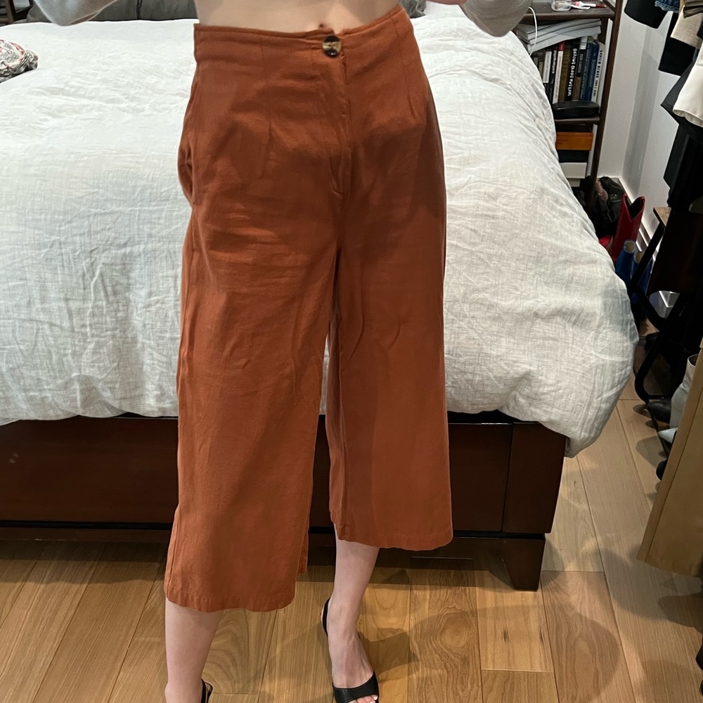 Burnt orange cropped culottes